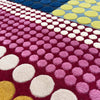 luxury rug, geometric rug, modern rug, hand knotted rug, designer rug, multicoloured rug, dotty rug, pink rug, blue rug