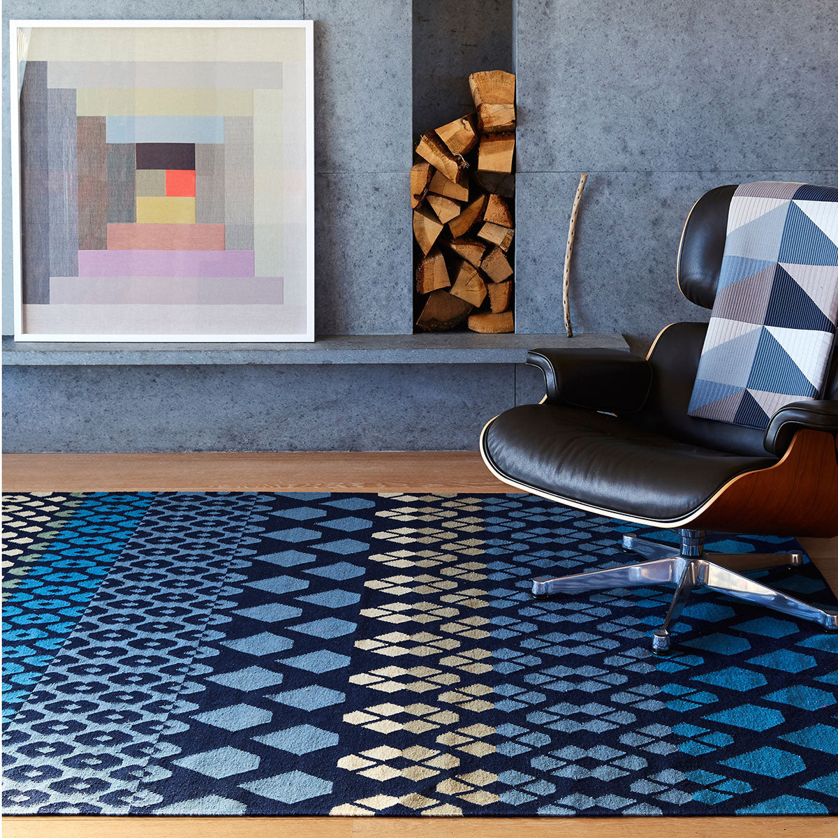 Geometric pattern, colourful rugs, designer rugs, luxury rugs, wool rugs, geometric rug, modern rug, blue rug