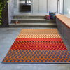 Geometric pattern, colourful rugs, designer rugs, luxury rugs, wool rugs, geometric rug, modern rug, orange rug, red rug, diamond shaped rug 